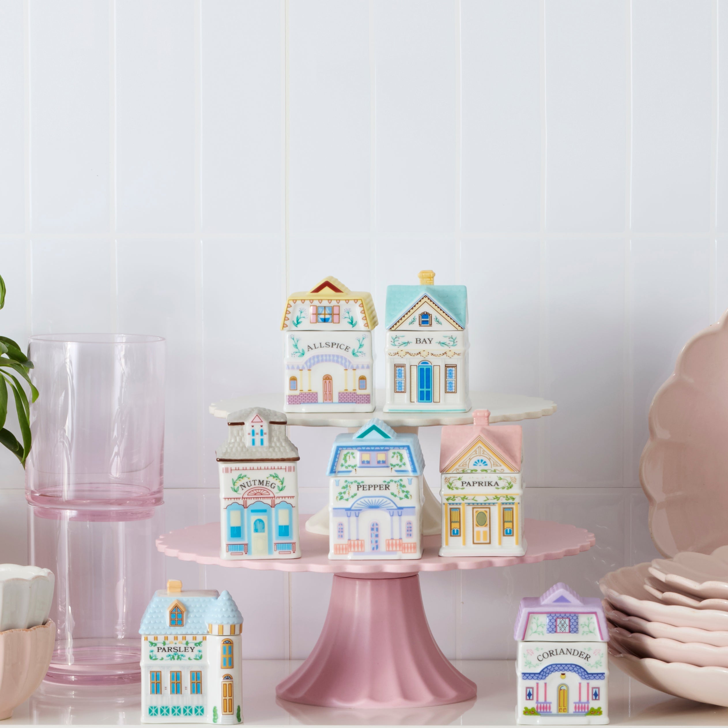 Medium Reusable Bamboo Cake Stand, Pink