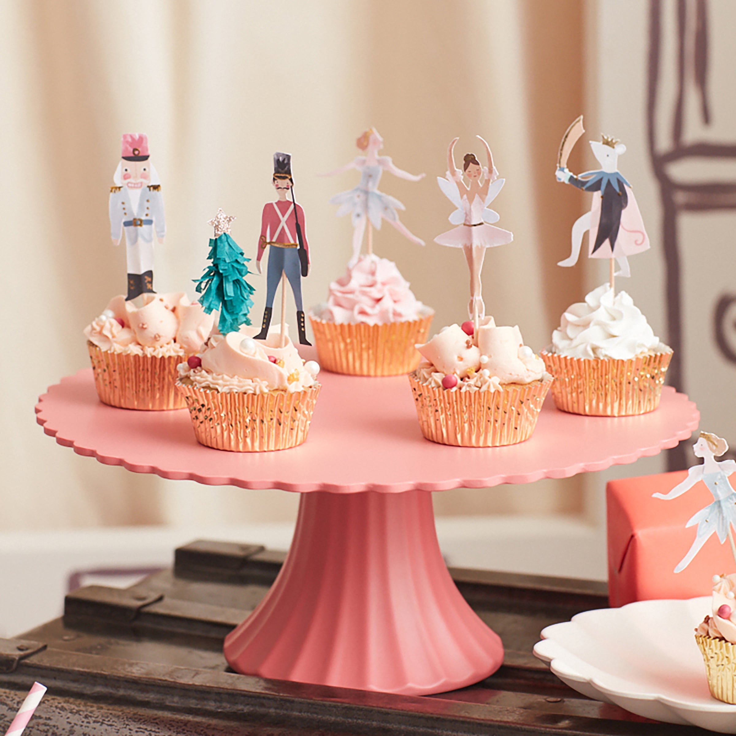 Large Reusable Bamboo Cake Stand, Pink