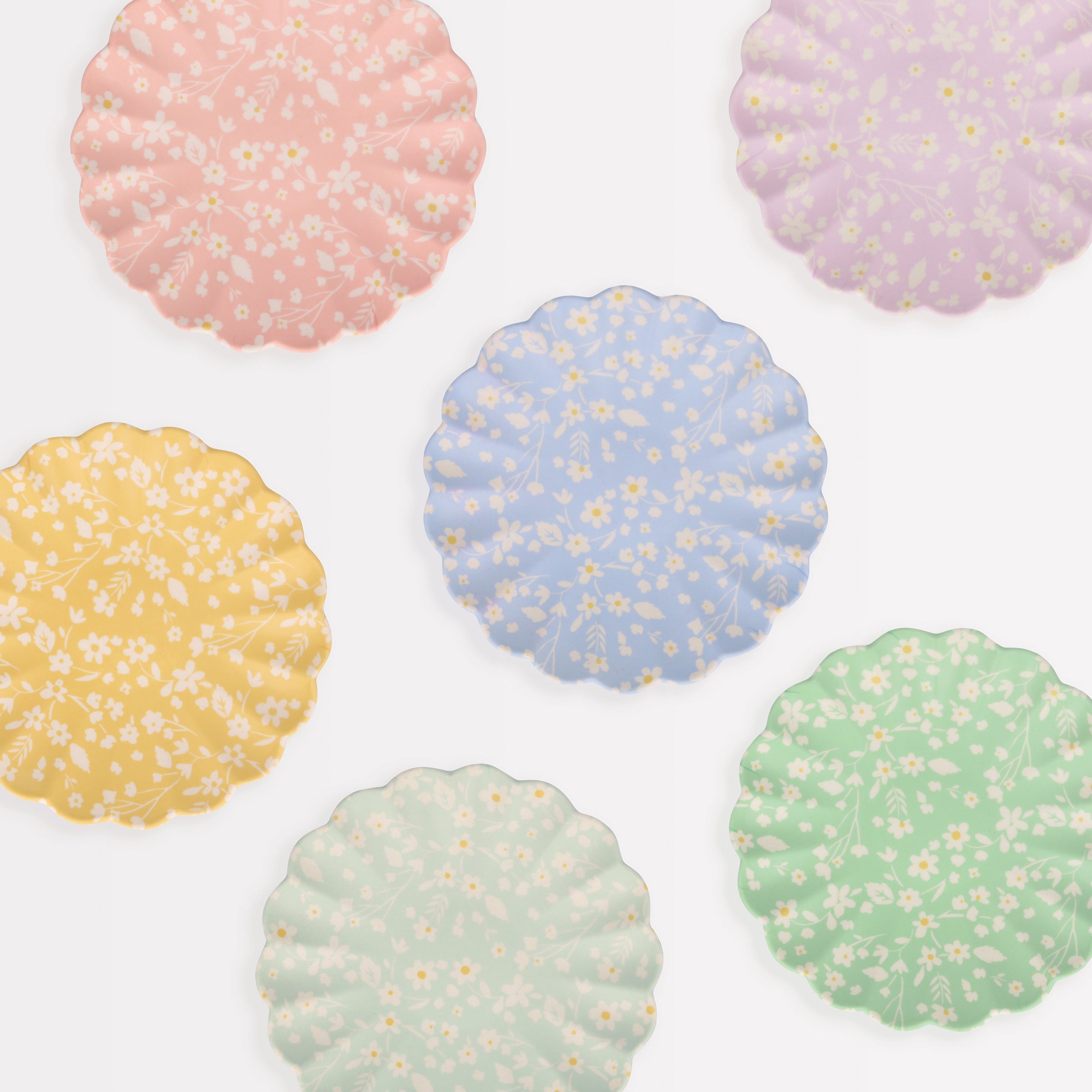 Floral Reusable Bamboo Small Plates, Set of 6